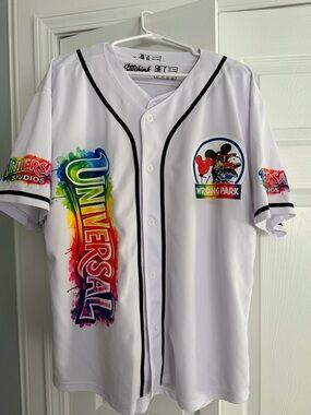 Universal Studios White Rainbow Logo Baseball Jersey